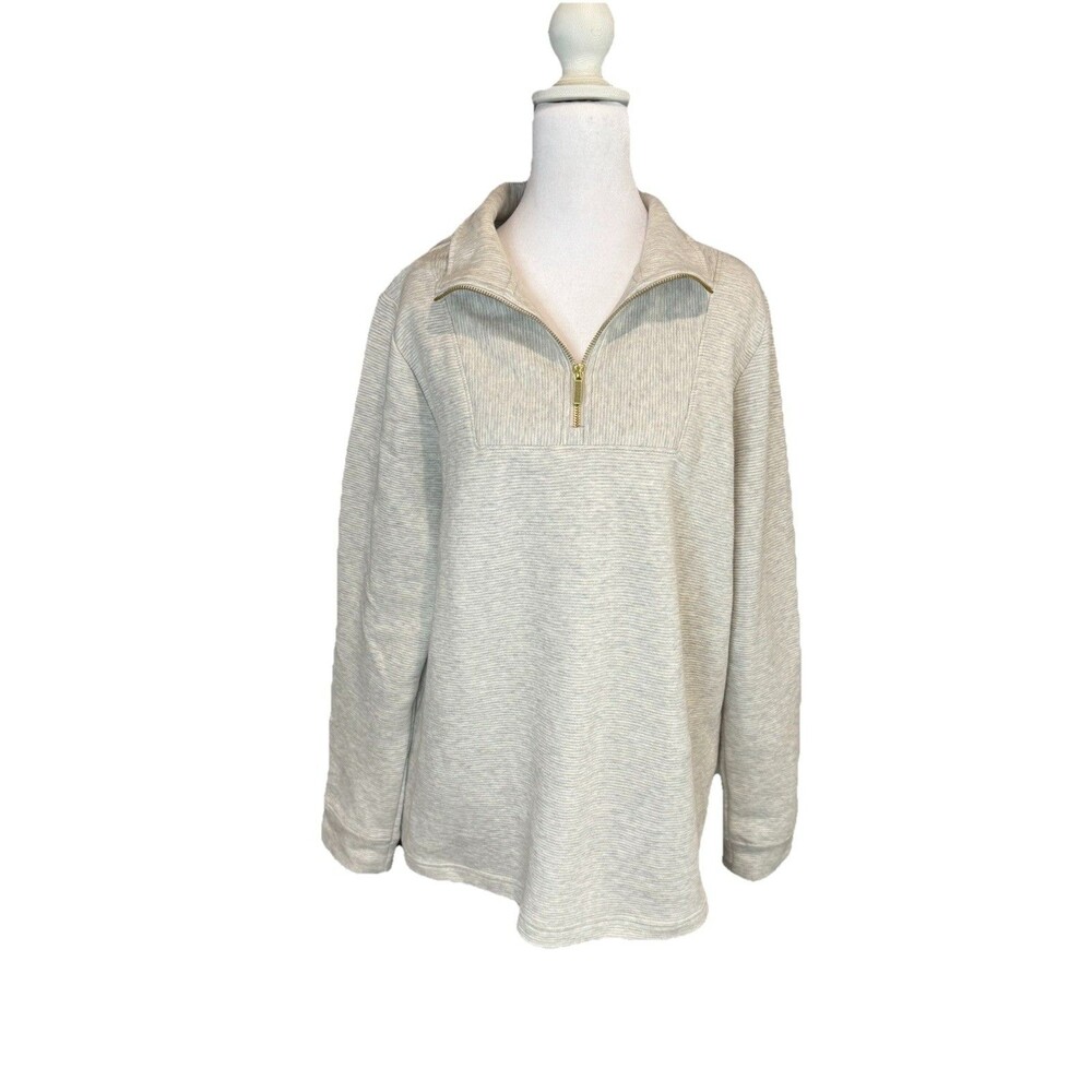 Croft & Barrow Sweater Size Large Grey Quarter Zip Pullover Zip NWOT Women's